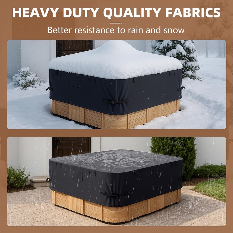 Wnanan Hot Tub Waterproof Cover, 90"X90" Heavy Duty Protector, Dust