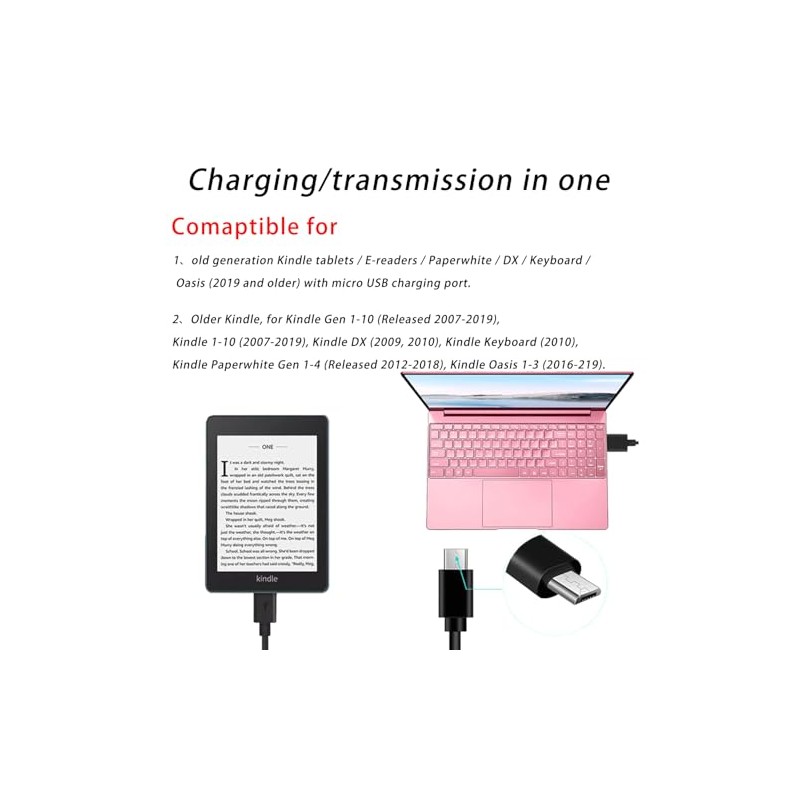 GGRD Kindle Tablet Micro USB Charger Cable Cord for Old