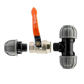 tee Junction Fitting with Metal Full Flow Valve for mdpe Water Supply Pipe,Available for 20mm,25mm and 32mm Pipe Sizes (32mm)