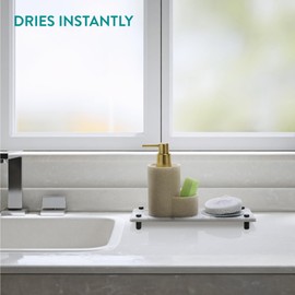 Navaris Ablage für Spülutensilien aus Kieselgur - Sink Organizer schnelltrocknend - Schwammhalter Küche Seifenablage Bad - Design Spülorganizer - Weiß marmoriert