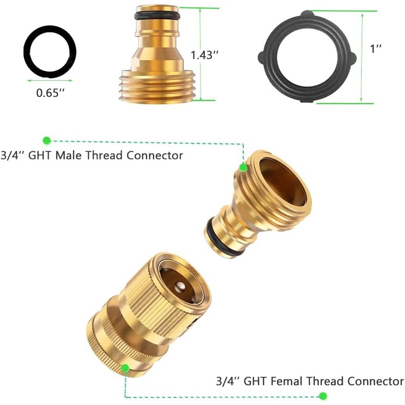 Uni-Fine Garden Hose Quick Connector Brass Quick Hose End Connector