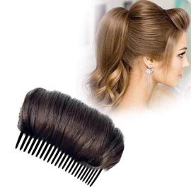 Hair Bump Up Comb Half Pill Head Coiffure Lazy Hair Comb Hair Clips Tie Hair Jewelry Heightening Hair Clips Volume Up Hairstyle Clip (Dark brown)