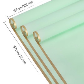 RUSPEPA 20 Sheets Flower Wrapping Paper - Gold Edge Waterproof Floral Bouquet Wrapping Paper - Florist Supplies Packaging for Birthday, Wedding and DIY Crafts - Light Green