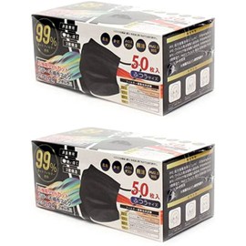 Alpha Disposable Mask, Color Non-woven Mask, Regular Size, 50 Pieces (2 Boxes, Black)