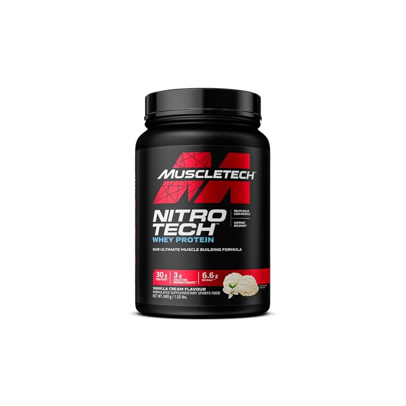 MuscleTech NitroTech Vanilla Whey Protein Powder 680 g