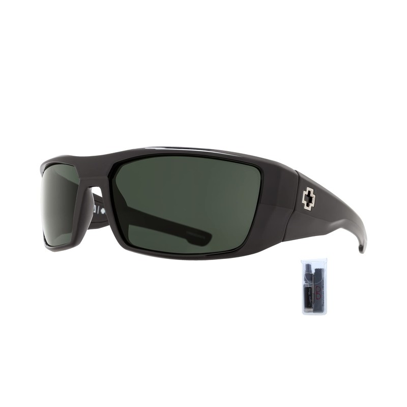 SPY Dirk Soft Matte Black/HD Plus Gray Green Rectangular Sunglasses