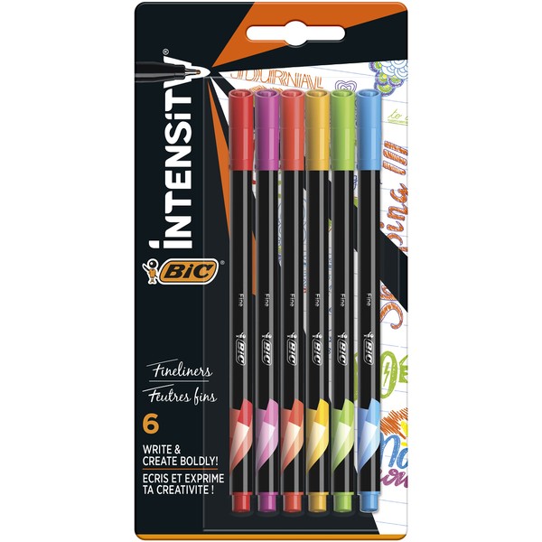 BiC Intensity Fine Felt Tip Pens, Pack of 6