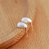 Sterling Silver Small Dome Brushed Waterdrop Pear Teardrop Stud Earrings