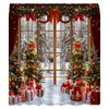 KDYDK Christmas Shower Curtain Winter Snow Window Scene 70" L
