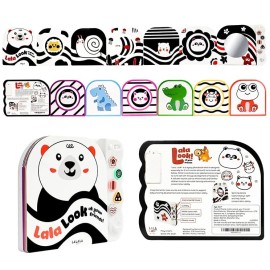 Lalala Baby Black and White Baby Toys with Mirror - High Contrast Sensory Bo...