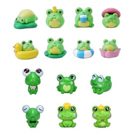 14Pcs Funny Tiny Frog Figurines, Mini Frogs Decor, Desk Shelf Bookshelf