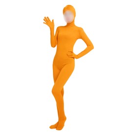 lucky baby store Girls Ladies Full Body Open Face Spandex One Piece Mask Zentai Costume Bodysuit, orange