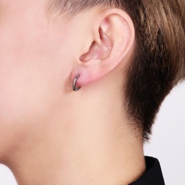 Metro Jewelry Hoop Earrings for Men and Women - Stainless Steel Twisted Pattern Hoop Earrings - 13 mm Wide Unisex Hinged Hoops - Boho Chic Jewelry