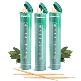 PurePix QuitPix To Help Quit Smoking Extra Thick Boosting Flavored Toothpicks with Lobelia - Oral Fixation - Nicotine Free - Kosher Made In USA:_Wintergreen 3 Pack