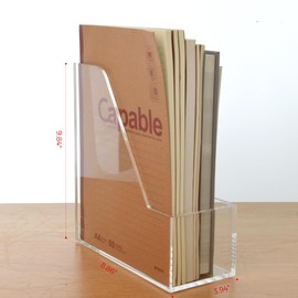 AIMOLLY Magazine Holder - Acrylic File Holder and Desk Organizer, Clear Bookend File Sorter, Acrylic Book Organizer and Storage Box for Documents, Magazine Holder Rack for Classroom, Home, and Office