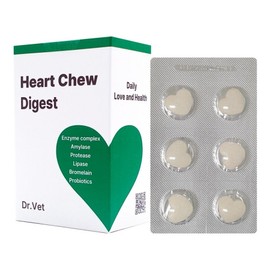 Dr. BET Heart Chew Digest Dog and Cat Digestive Delicious Chewable Digestive Enzyme Nutrient, Improves Digestive Function and Pancreas, 1 Piece / 닥터벳 하트츄 다이제스트 강아지 고양이 소화제 맛있게 씹어먹는 소화 효소 영양제, 소화기능췌장개선, 1개
