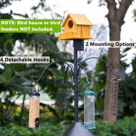 92 Inch Bird House Pole for Garden, Optimech Bird Feeder Poles with Squirrel Proof Baffle 4 Shepherd Hooks,Heavy Duty Stand 5-Prong Anchor Feeding Station (Bird House NOT Included)