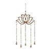 Deco 79 Eclectic Mango Wood Lotus Windchime with Bells, 15"L
