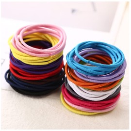 FEIFEI'S BOW 50Pcs Girls Women 2.5mm Thin School Uniform Endless Hair Elastics Bobbles Hair Ties Bands Ponios Ponytail Holders (Red)