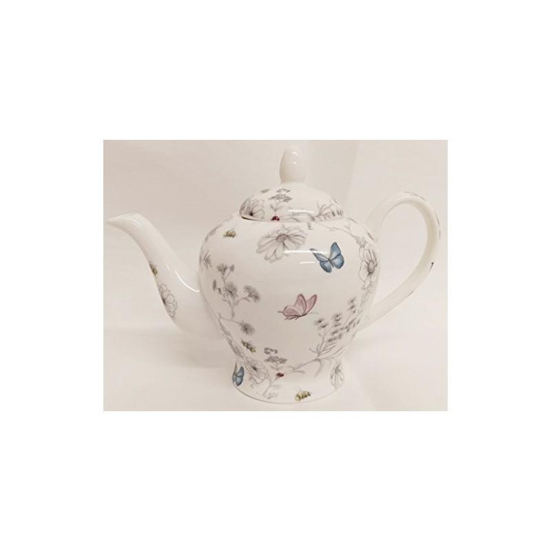 Fromeuropewithlove Secret Garden Teapot Fine Bone China 20oz Flowers Butterflies