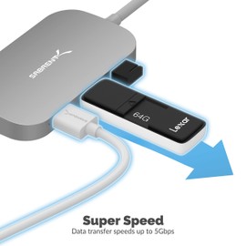 SABRENT Hub USB Tipo C 8 en 1 con Salida HDMI (4K), 3 Puertos USB 3.0, 1 Puerto USB 2.0, Lector multitarjeta SD/MicroSD [Soporte de Entrega de energía y 4K] (DS-UHCR)