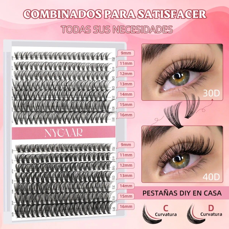 Extensiones Pestañas Diy, Kit De Racimos De Pestañas Mixto
