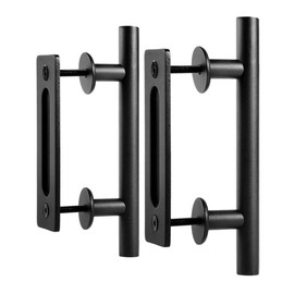 EaseLife 2 Pack 12" Sliding Barn Door Handles and Pulls, Rustic Double Sided Hardware Set, Heavy Duty, Matte Black Powder Coated Finish, Easy Install