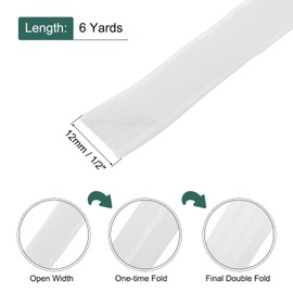MECCANIXITY 1/2 Inch Double Fold Bias Tape Continuous Bulk Cotton Bias Tape for Sewing Seaming Quilting Hemming Binding Crafts (White 6 Yards)
