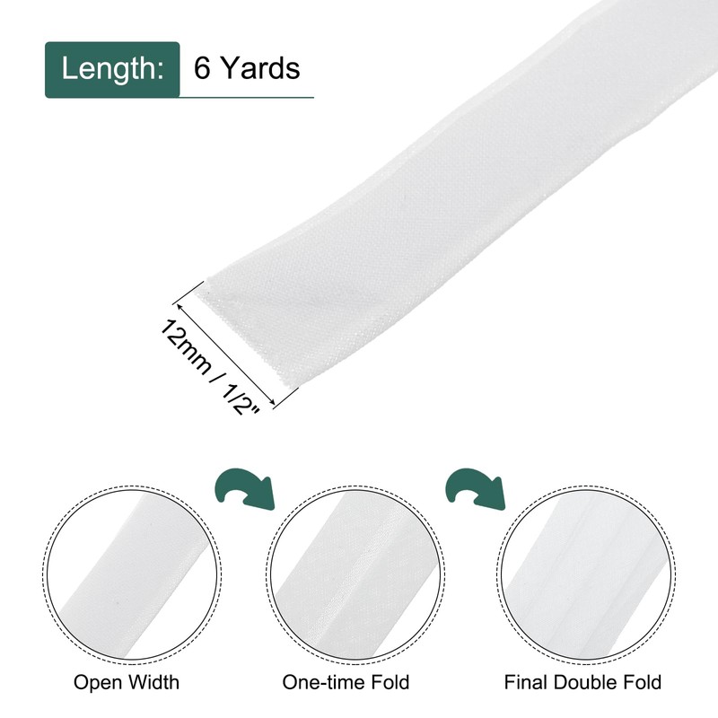 MECCANIXITY 1/2 Inch Double Fold Bias Tape Continuous Bulk Cotton