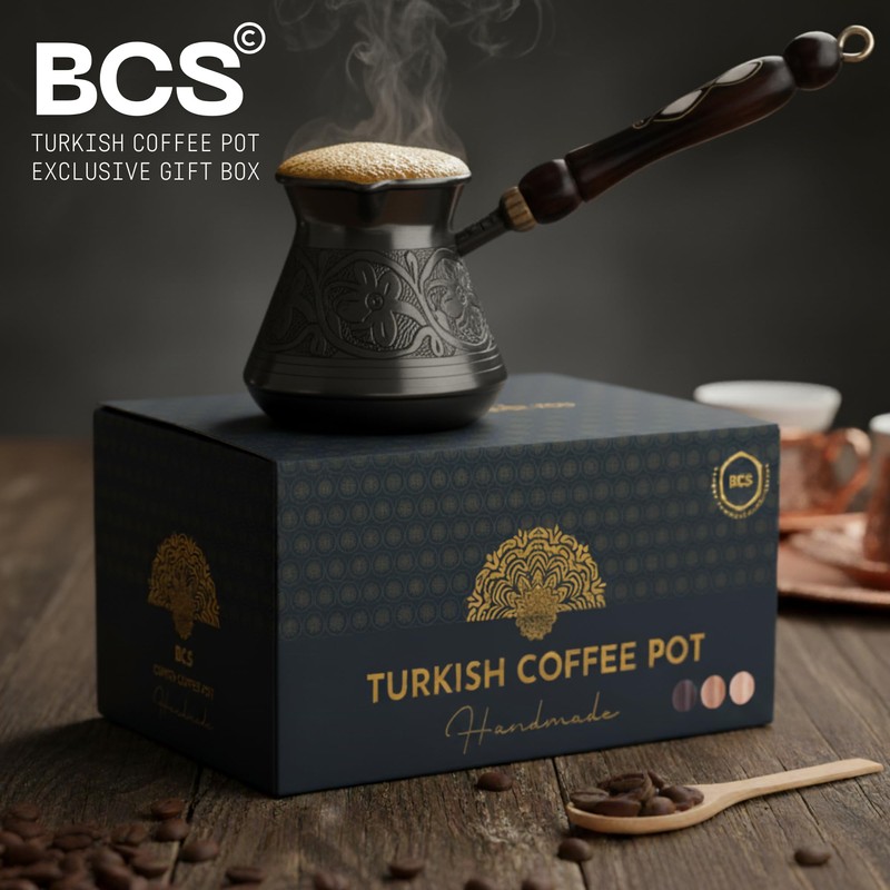 BCS 18 Oz X-Large Copper Turkish Greek Arabic Coffee Pot