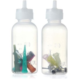 Precision Tip Glue Applicator Bottle Plastic Liquid Dropper Bottles with Two 1 Oz Bottles and 16 Needle Tips for Paper Quilling DIY Craft