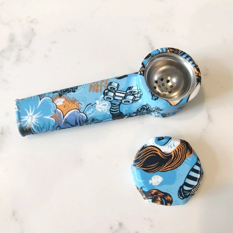 Unbranded 5-Pack Printed Silicone Pipes with Lids & Stainless Steel