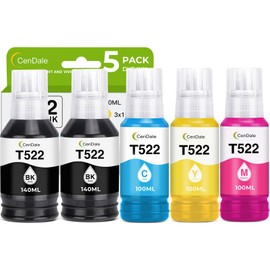 CenDale T522 Ink Refill Bottle - Replacement for Epson 522 Ink Bottles Compatible for Ecotank ET-2720 ET-2760 ET-2800 ET-4800 ET-2803 ET-2750 ET-3750 ET-4700 ET-3760 ET-4760 ET-2700 Printer (2BK CMY)