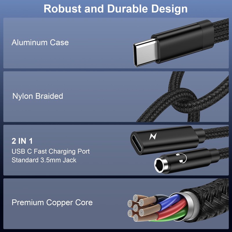 AILKIN USB C Headphone Adapter and Charging