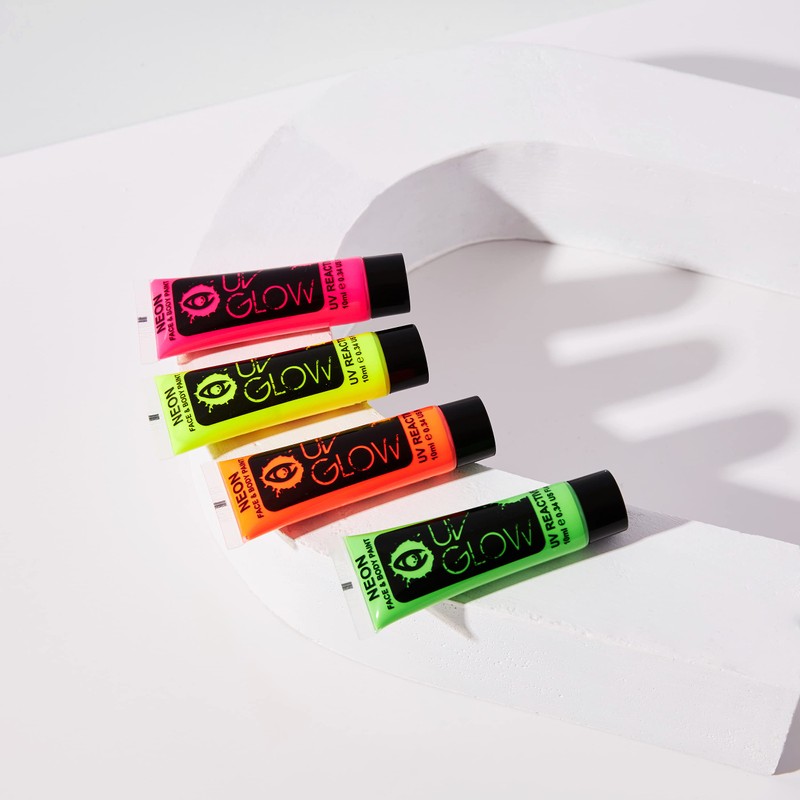 UV Glow Neon Face and Body Paint 10ml - Set