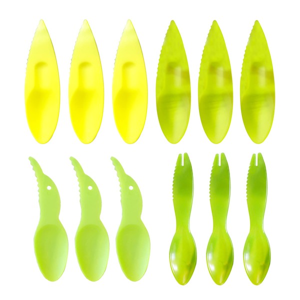 Kiwi Spoon, Kiwi Spoon, Kiwi Plastic Spoon, Fruit Peeler Cutter Spoon, for Kiwis, Apples, Grapefruits Etc, 4 Models, 12 Pieces Kiuiom