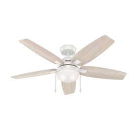 Hunter Fan 52 Inch White Ceiling Fan with Light and Pull Chain, Indoor Ceiling Fan with 5 Blades for Bedroom, Living Room, Kitchen, Office (Renewed)