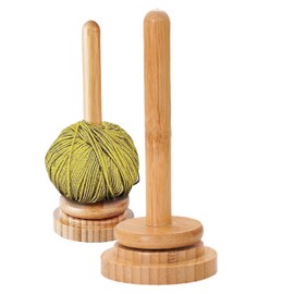 S.fields.inc Wooden Yarn Holder Spinning Yarn Stand Corn Spinning Dispenser Knitting Tools (Set of 2)