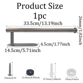 Runseaway 1Pc Paper Towel Holder Under Cabinet, Self-Adhesive or Screw Mount, Stainless Steel Wall Mounted Paper Towel Holders for Kitchen, Bathroom, RV, Space Saving Design(Silver)