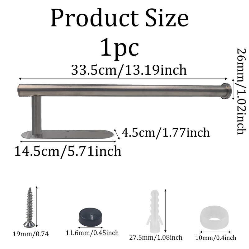 Runseaway 1Pc Paper Towel Holder Under Cabinet, Self-Adhesive or Screw