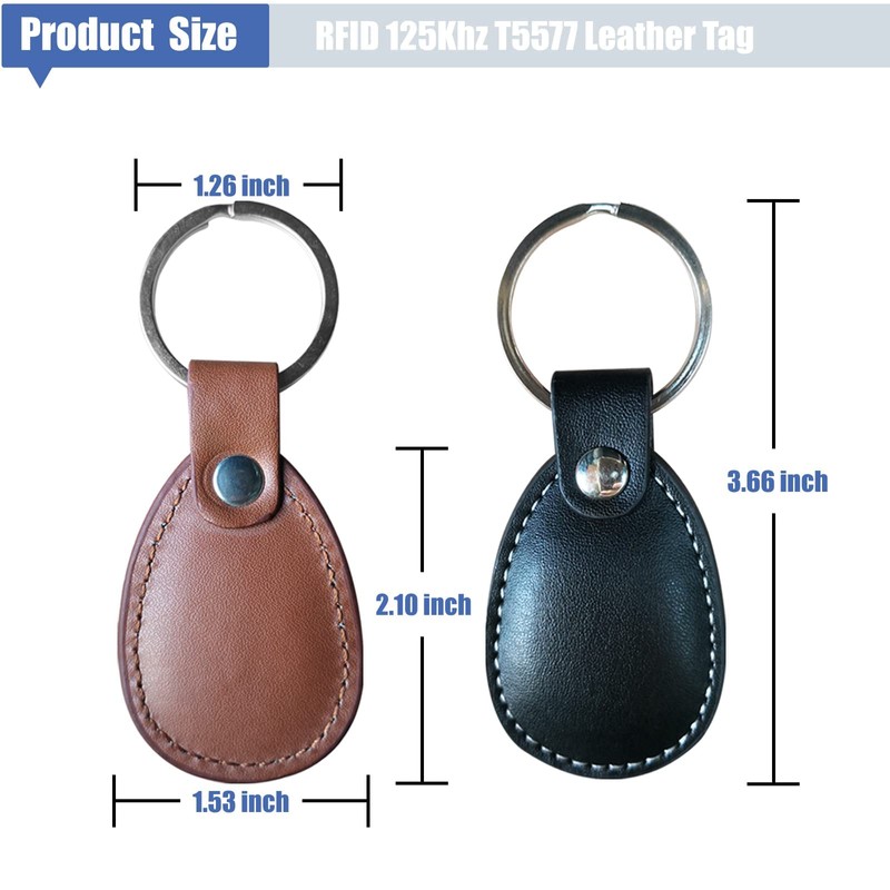 HECERE Genuine Leather RFID Key Fob Tag Proximity ID T5577