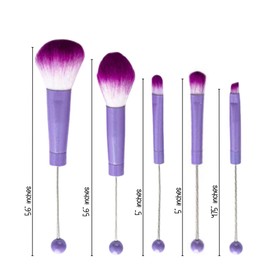 Purple Beadable Makeup Brushes Set of 5 for Silicone Focal Beads Bulk DIY for Crafters Cosmetic Brush Kit Keychain Bar Eyeshadow
