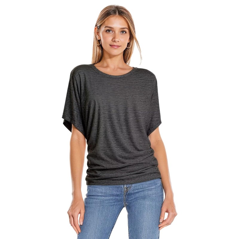 Hybrid & Company Womens Boat Neck Dolman Top Shirt KT44130X