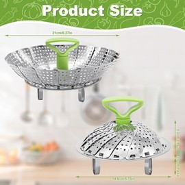 Aleker Steamer Basket, Stainless Steel Steaming Basket, Collapsible Vegetable Steamer Basket, Steamer Insert for Saucepan, Metal Food Steamer with Anti-scald Handle for Veggie Seafood (5.5" to 8.7")