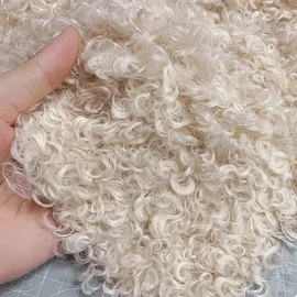 M01697 MOREZMORE Curly Fur Faux Fur Fabric #24 Cream White 16x19 for Doll Puppet Hair or for Miniature Plush Teddy Bear and Other Animals