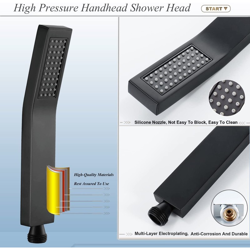 Shower Head with handheld, High Pressure 8'' Rain Shower Head/Brass