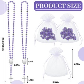 Taiyin 12 Set Sublimation Blank Rosary Prayer Beads Heat Transfer Rosary Necklace Printable Sublimation Necklace with Organza Bags for Women Men Baptism DIY Memorial Gifts Making(Purple)