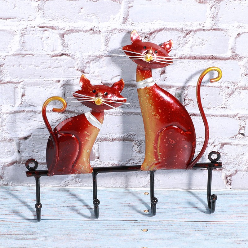 Cat Shape Wall Hook Rack Coat Hat Wall Hanger Holder