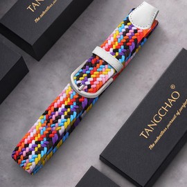 Tangchao Fabric Belt, Stretch Belt, Braided and Elastic Stretchy Belt for Men and Women, Width 3.3 cm, Length 90 cm to 135 cm, multicoloured