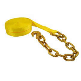 Erickson 58900 Yellow 3" x 30' Winch Strap with Chain Lead and Grab Hook